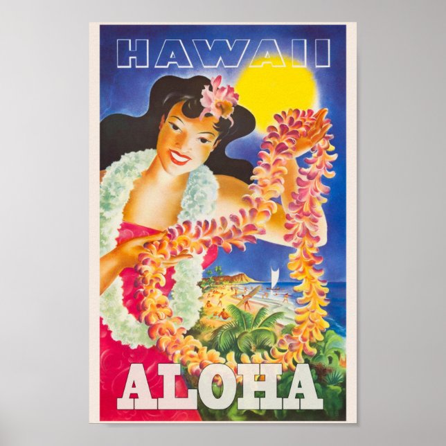 Vintage Hawaii Travel Poster (Front)