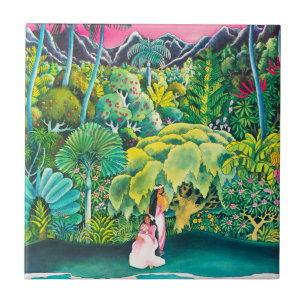 Vintage Hawaii Travel Poster Tile