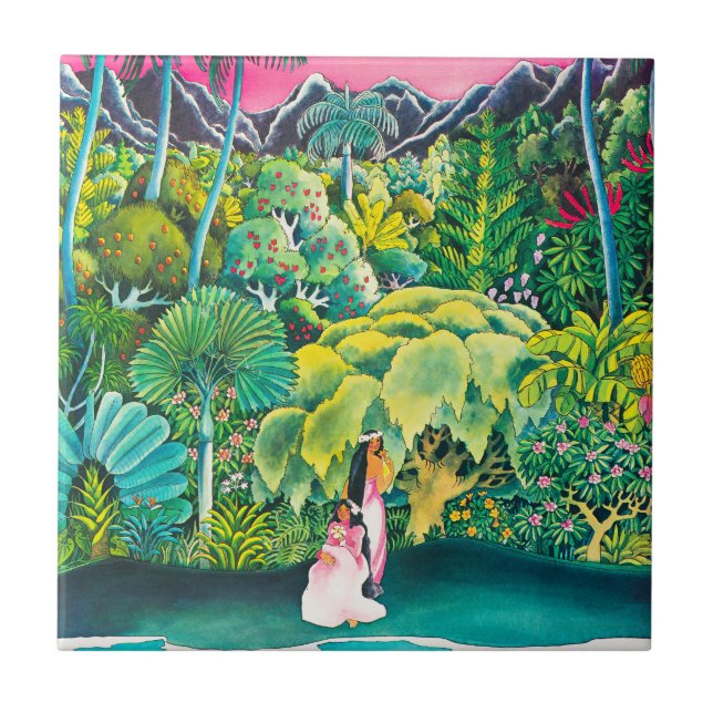 Vintage Hawaii Travel Poster Tile (Front)