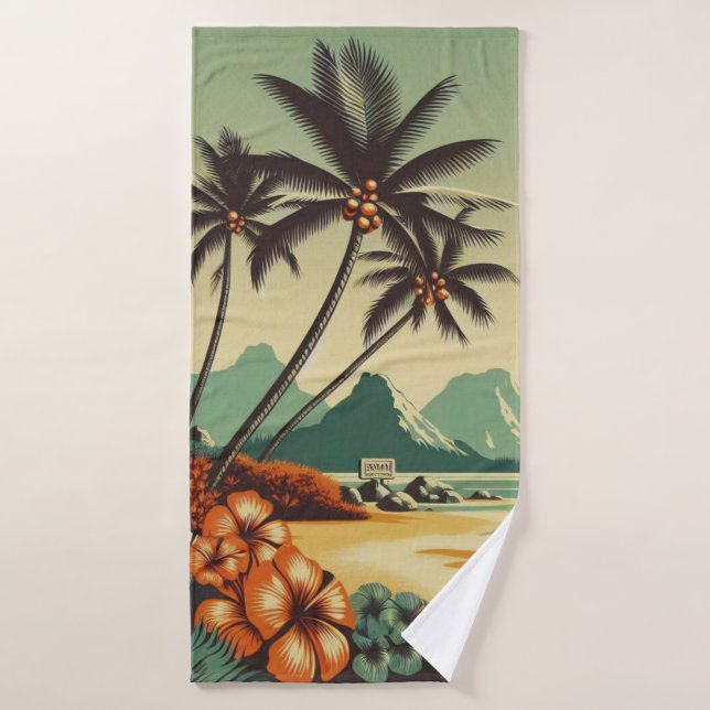 Vintage Hawaii/Tropical  Bath Towel (Bath Towel)