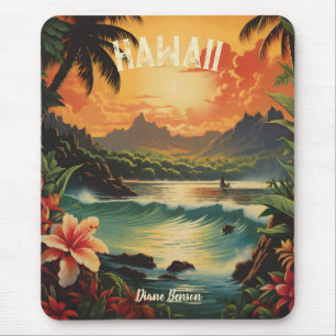 Vintage Hawaii Tropical Beach Travel Mouse Mat