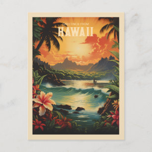 Vintage Hawaii Tropical Beach Travel Postcard