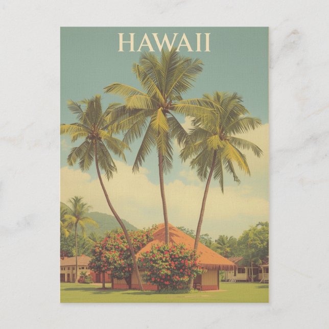 Vintage Hawaii Tropical Beach Travel Postcard (Front)