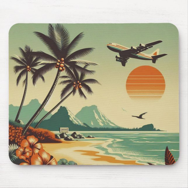 Vintage Hawaii/Tropical  Mouse Mat (Front)