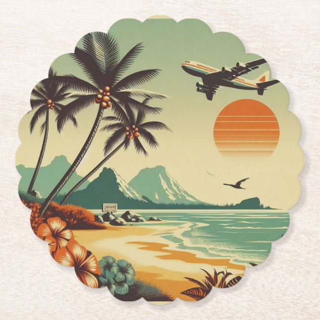 Vintage Hawaii/Tropical  Paper Coaster (Front)