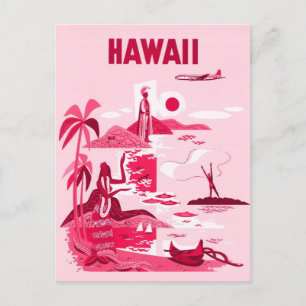 Vintage Hawaii Tropical Pink Travel Postcard