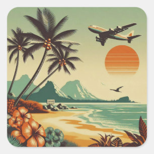 Vintage Hawaii/Tropical  Square Sticker