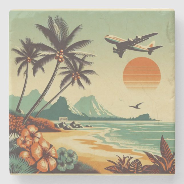 Vintage Hawaii/Tropical  Stone Coaster (Front)