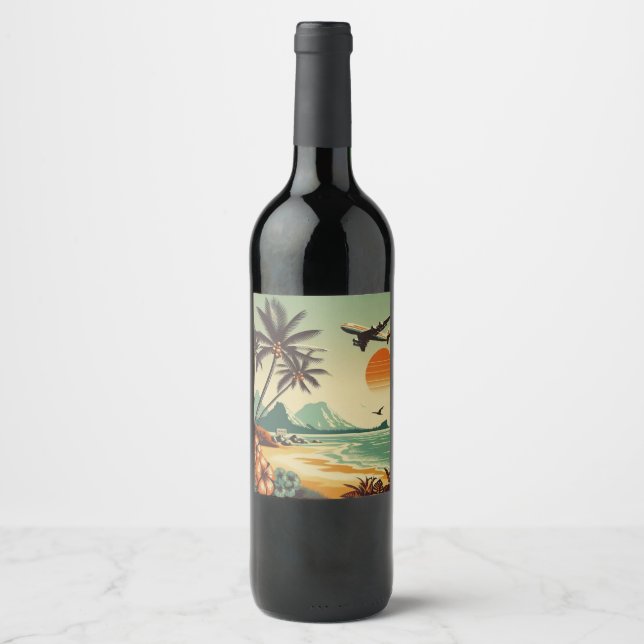 Vintage Hawaii/Tropical  Wine Label (Front)