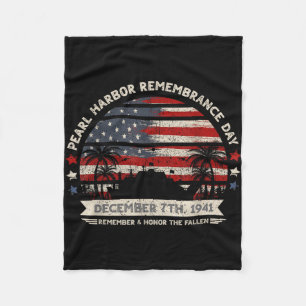 Vintage hawaii usa flag pearl harbour fleece blanket