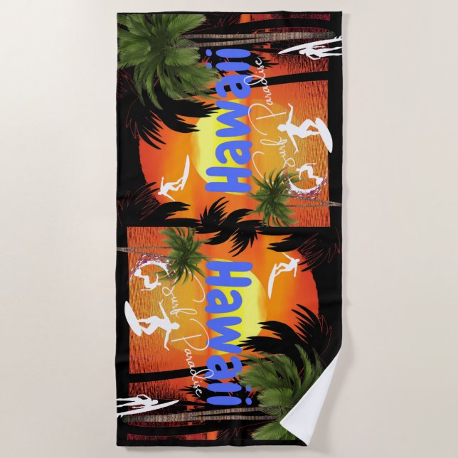 Vintage Hawaii Vacations Beach Towel (Front)