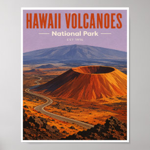 Vintage Hawaii Volcanoes National Park Travel Poster