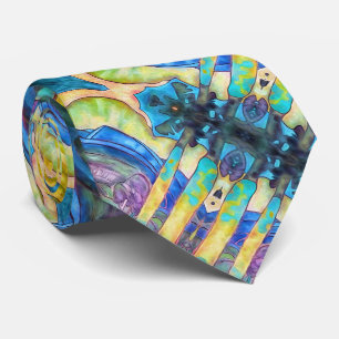 Vintage Hawaiian Art Swirled in a Colourful Patter Tie