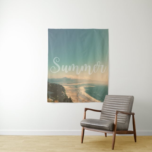 vintage Hawaiian Beach Landscape -summer Sea lands Tapestry (In Situ)