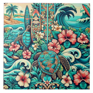 Vintage Hawaiian Folk Art Tile 1