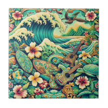 Vintage Hawaiian Folk Art Tile 2