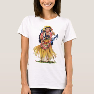 Vintage Hawaiian Girl in Hula Outfit Dress T-Shirt