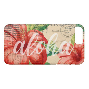 Vintage Hawaiian Hibiscus Postcard iPhone 8 Plus/7 Plus Case