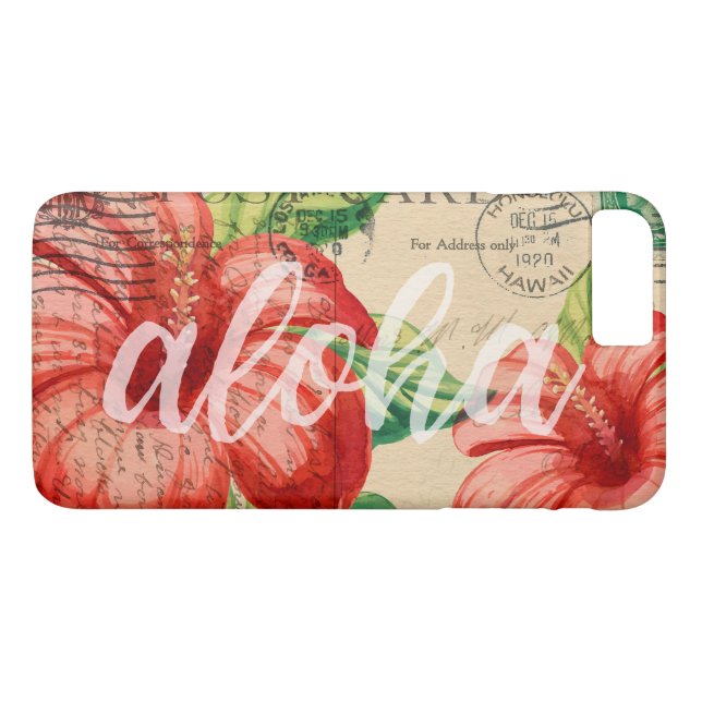 Vintage Hawaiian Hibiscus Postcard Case-Mate iPhone Case (Back (Horizontal))