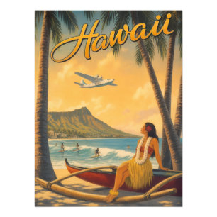 Vintage Hawaiian Hula Girl Aloha Escape Paradise Photo Print