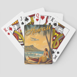 Vintage Hawaiian Hula Girl Aloha Escape Paradise Playing Cards