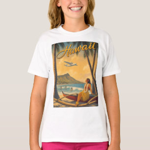Vintage Hawaiian Hula Girl Aloha Escape Paradise T-Shirt