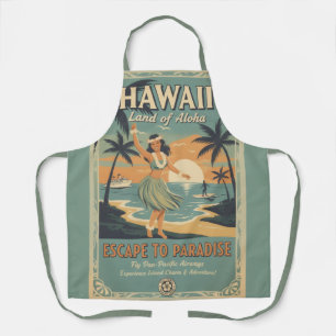 Vintage Hawaiian Land of Aloha Escape to Paradise Apron