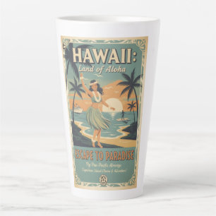 Vintage Hawaiian Land of Aloha Escape to Paradise Latte Mug