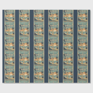 Vintage Hawaiian Land of Aloha Escape to Paradise Wrapping Paper