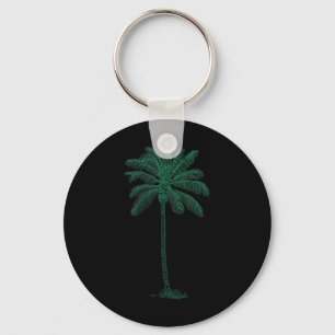 Vintage Hawaiian Palm Tree Beach Tropical Island P Key Ring