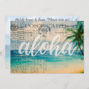 Vintage Hawaiian Palm Trees Postcard Luau Invite
