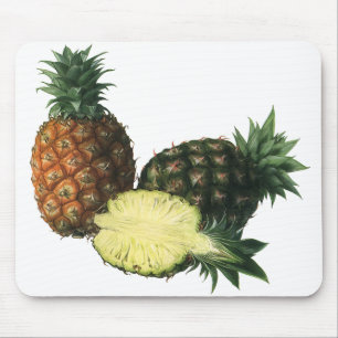Vintage Hawaiian Pineapples, Organic Food Fruit Mouse Mat