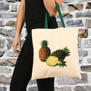 Vintage Hawaiian Pineapples, Organic Food Fruit Tote Bag