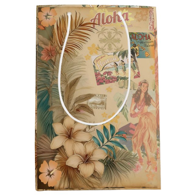 Vintage Hawaiian Scrapbook Page 2 Medium Gift Bag (Front)
