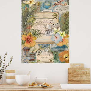 Vintage Hawaiian Scrapbook Page 3 Poster