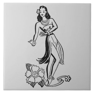 Vintage Hawaiian Tiles - Hula Dancer
