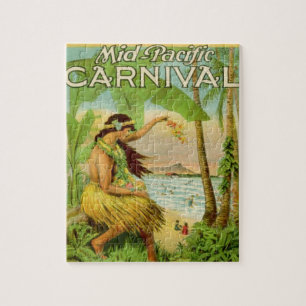 Vintage Hawaiian Travel Art Illustration Old Jigsaw Puzzle
