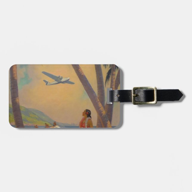 Vintage Hawaiian Travel - Hawaii Girl Dancer Luggage Tag (Front Horizontal)
