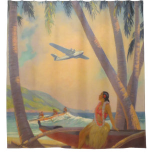 Vintage Hawaiian Travel - Hawaii Girl Dancer Shower Curtain