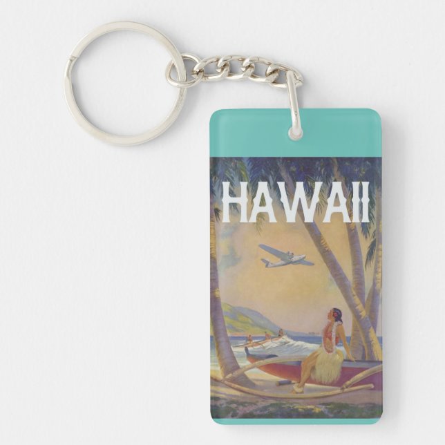 Vintage Hawaiian Travel - Hawaii Hula Dancer! Key Ring (Front)