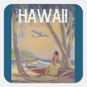 Vintage Hawaiian Travel - Hawaii Hula Dancer !!! Square Sticker