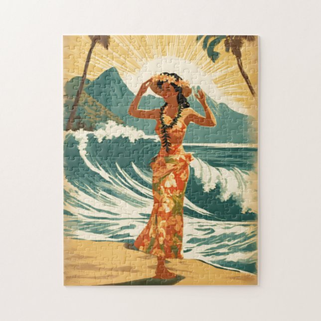 Vintage Hawaiian Travel Honolulu Mid-Pacific  Jigsaw Puzzle (Vertical)
