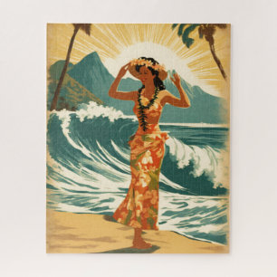 Vintage Hawaiian Travel Honolulu Mid-Pacific  Jigsaw Puzzle