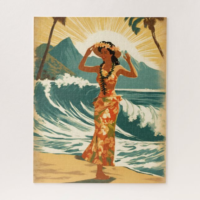 Vintage Hawaiian Travel Honolulu Mid-Pacific  Jigsaw Puzzle (Vertical)