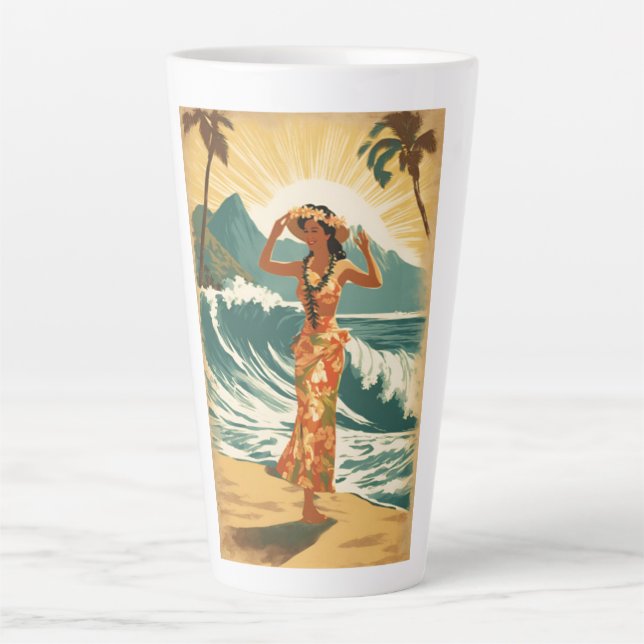 Vintage Hawaiian Travel Honolulu Mid-Pacific  Latte Mug (Front)
