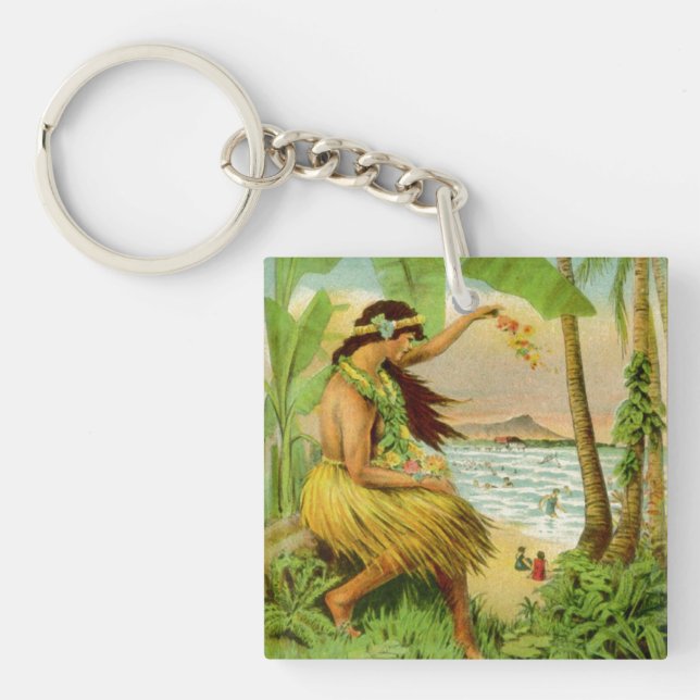 Vintage Hawaiian Travel Key Ring (Front)