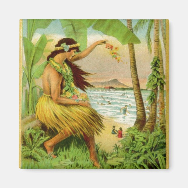 Vintage Hawaiian Travel Magnet (Front)