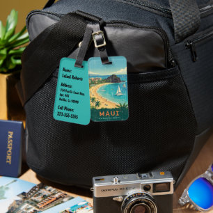 Vintage Hawaiian Travel Posters - Maui Luggage Tag