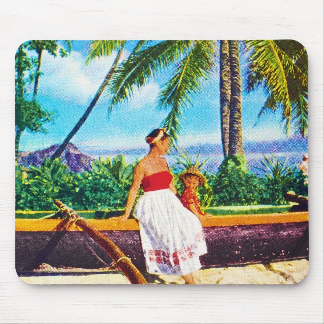Vintage Hawaiian Vacation Mouse Mat (Front)