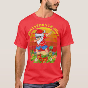 Vintage Hawaiian Xmas Beach Dabbing Santa Christma T-Shirt